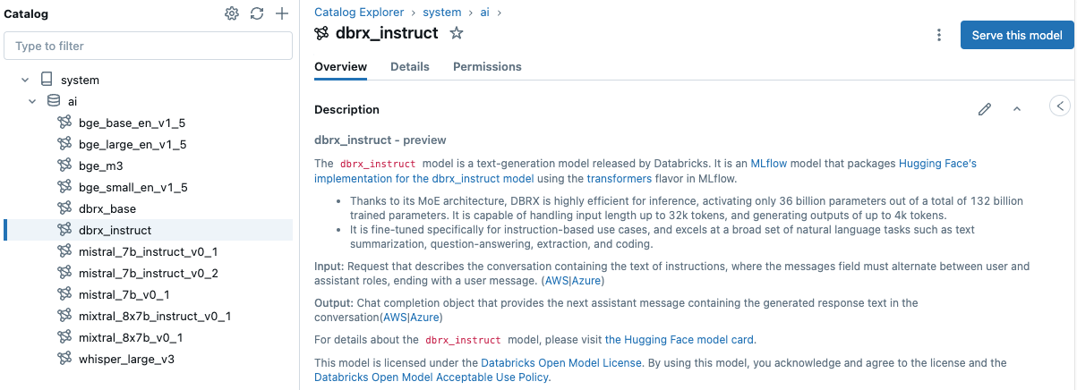 Suchen und Bereitstellen eines vorab trainierten Modells in Unity Catalog