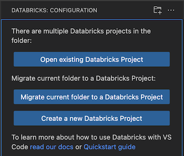 Öffnen eines vorhandenen Databricks-Projekts