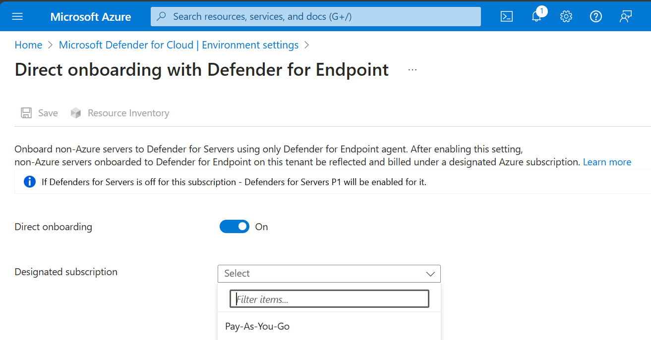 Screenshot: Onboarding von Nicht-Azure-Servern mit Defender for Endpoint.