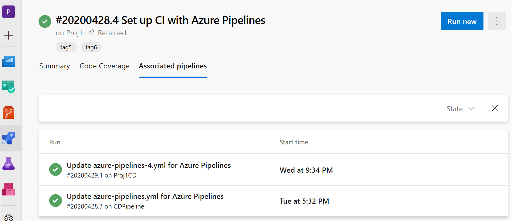 Screenshot der Informationen zu CD-Pipelines in einer CI-Pipeline.