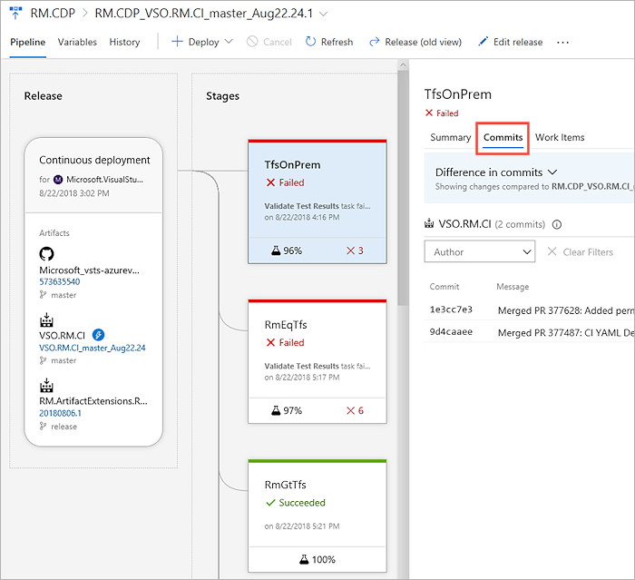 Screenshot of source traceability.