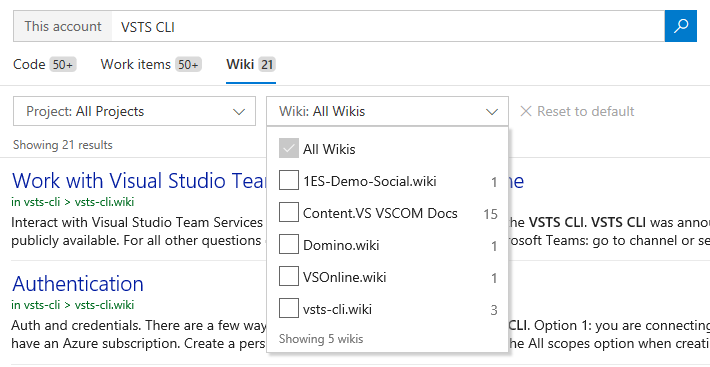 Wiki-Namen in der Suche