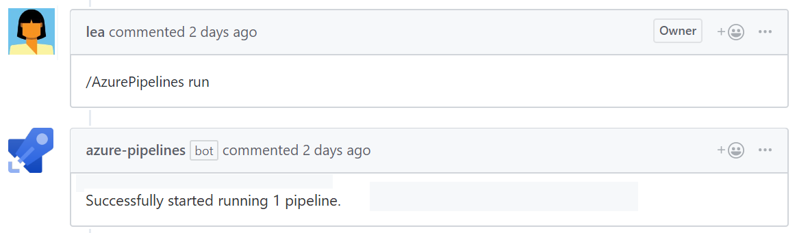 Ausführen von Pipelines mithilfe von GitHub-Pull Request-Kommentaren.