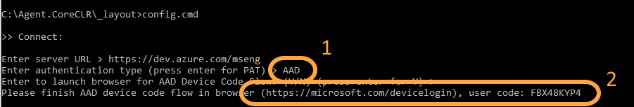 Azure Active Directory-Gerätecodeauthentifizierungsflow für pipelines-Agent.