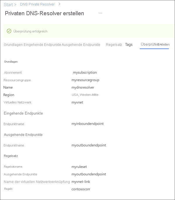 Screenshot von Create Resolver – Review.