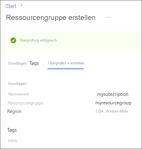 Erstellen einer Ressourcengruppe