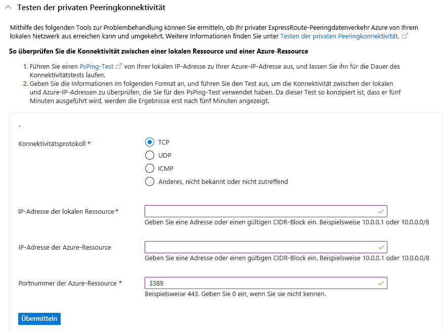 Formular zum Debuggen einer ACL