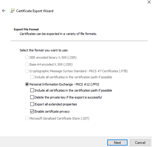 Screenshot: Format der Exportdatei