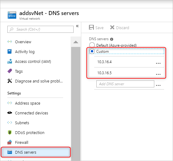 Aktualisieren der DNS-Konfiguration des virtuellen Netzwerks.