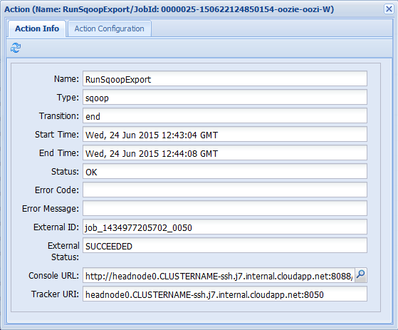 HDInsight-oozie-Auftrag – Aktionsinfo.