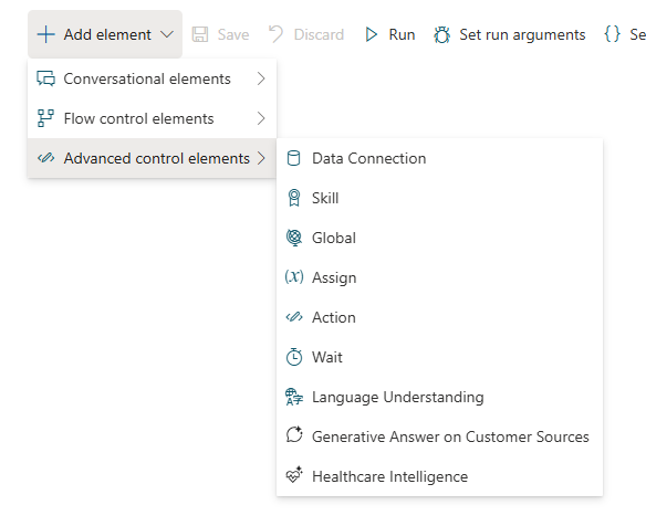 a screenshot of the advanced control elements