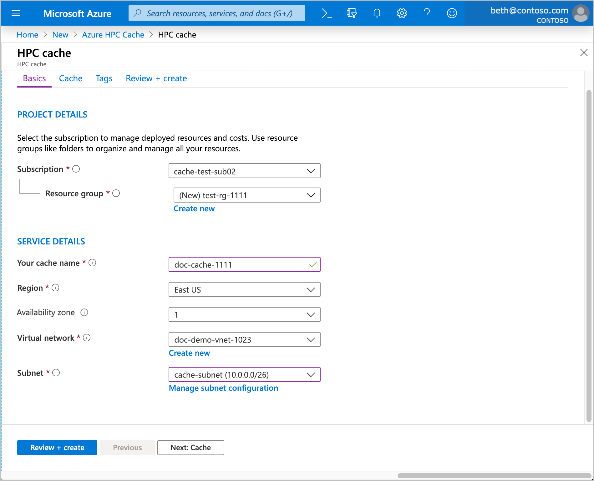 Screenshot: Projektdetailseite im Azure-Portal.