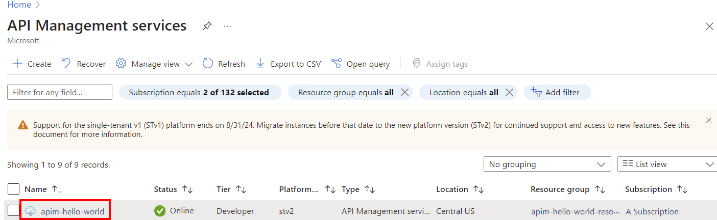 Auswählen Ihrer API Management-Instanz