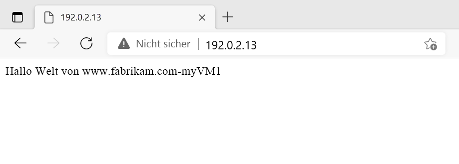 Screenshot der Website von fabrikam im Webbrowser.