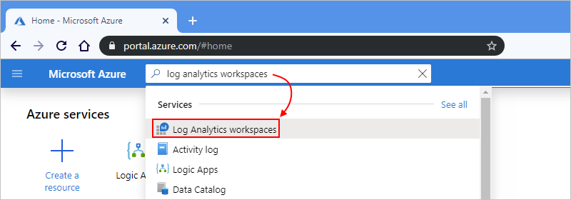 Auswählen von „Log Analytics-Arbeitsbereiche“