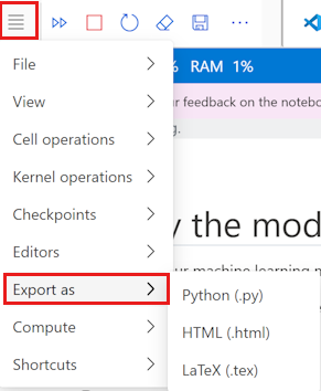 Exportieren eines Notebooks auf Ihren Computer