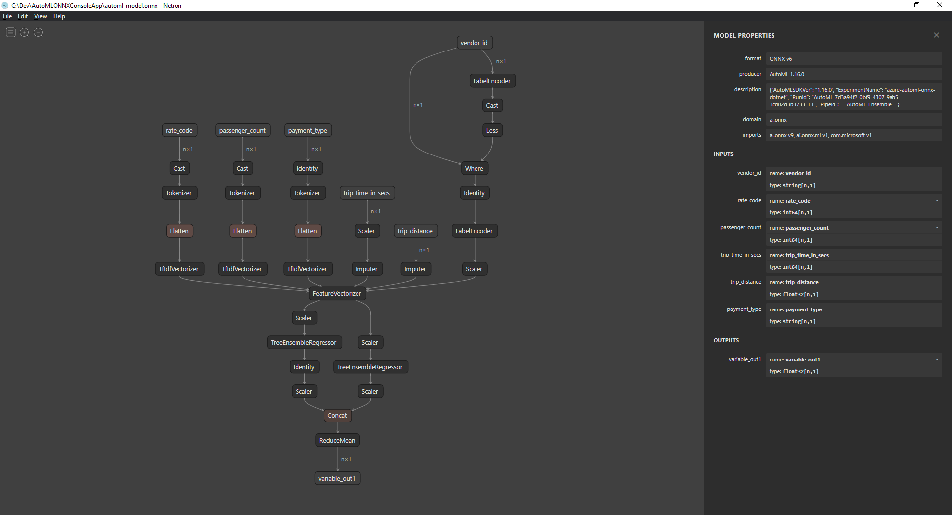 Netron AutoML-ONNX-Modell