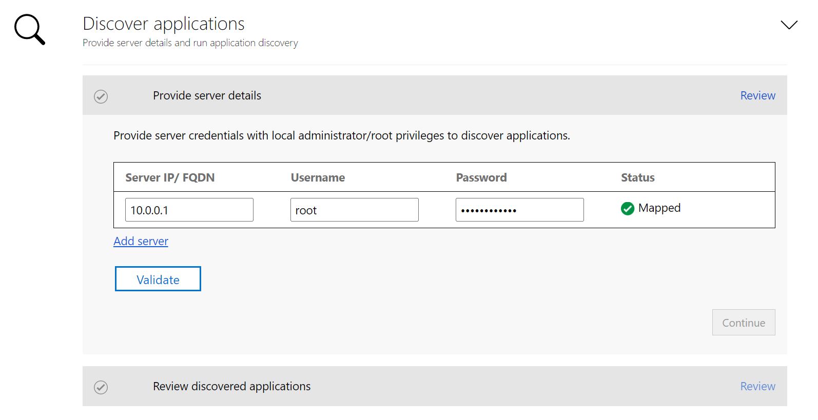 Screenshot: IP-Adresse und Anmeldeinformationen für den Server