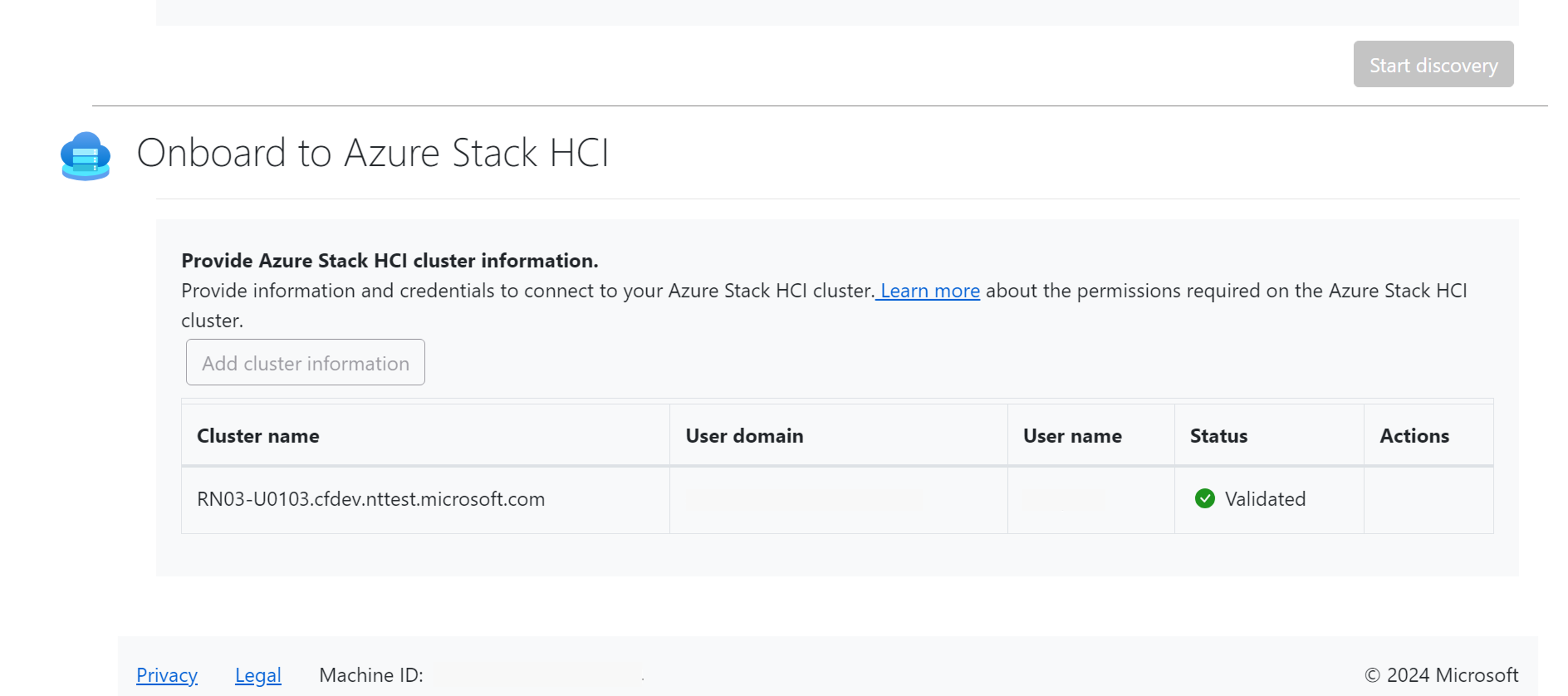 Screenshot: Abschnitt „Onboarding in lokaler Azure-Umgebung“