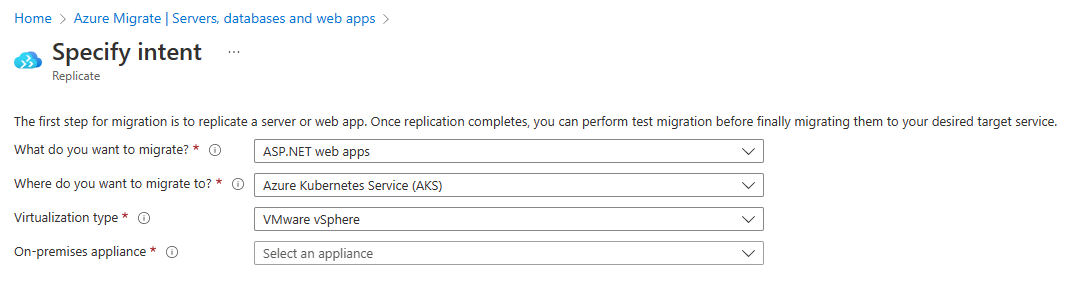 Screenshot der Registerkarte „Absicht angeben“.