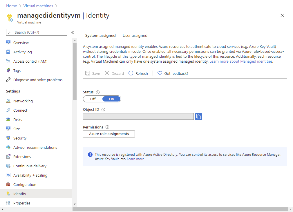 Systemseitig zugewiesene verwaltete Identität