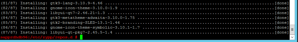 Screenshot: Konsolenfenster, in dem das zweite Paket installiert wird (Fortsetzung).