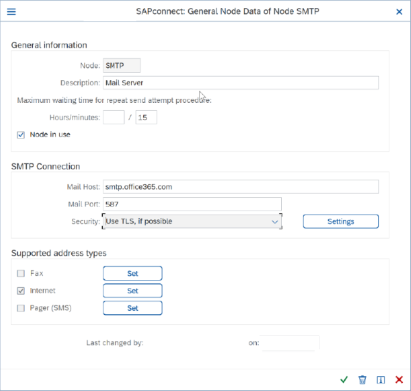 SMTP-Konfiguration (Fortsetzung)