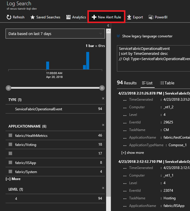 Azure Monitor-Protokolle – neue Warnung