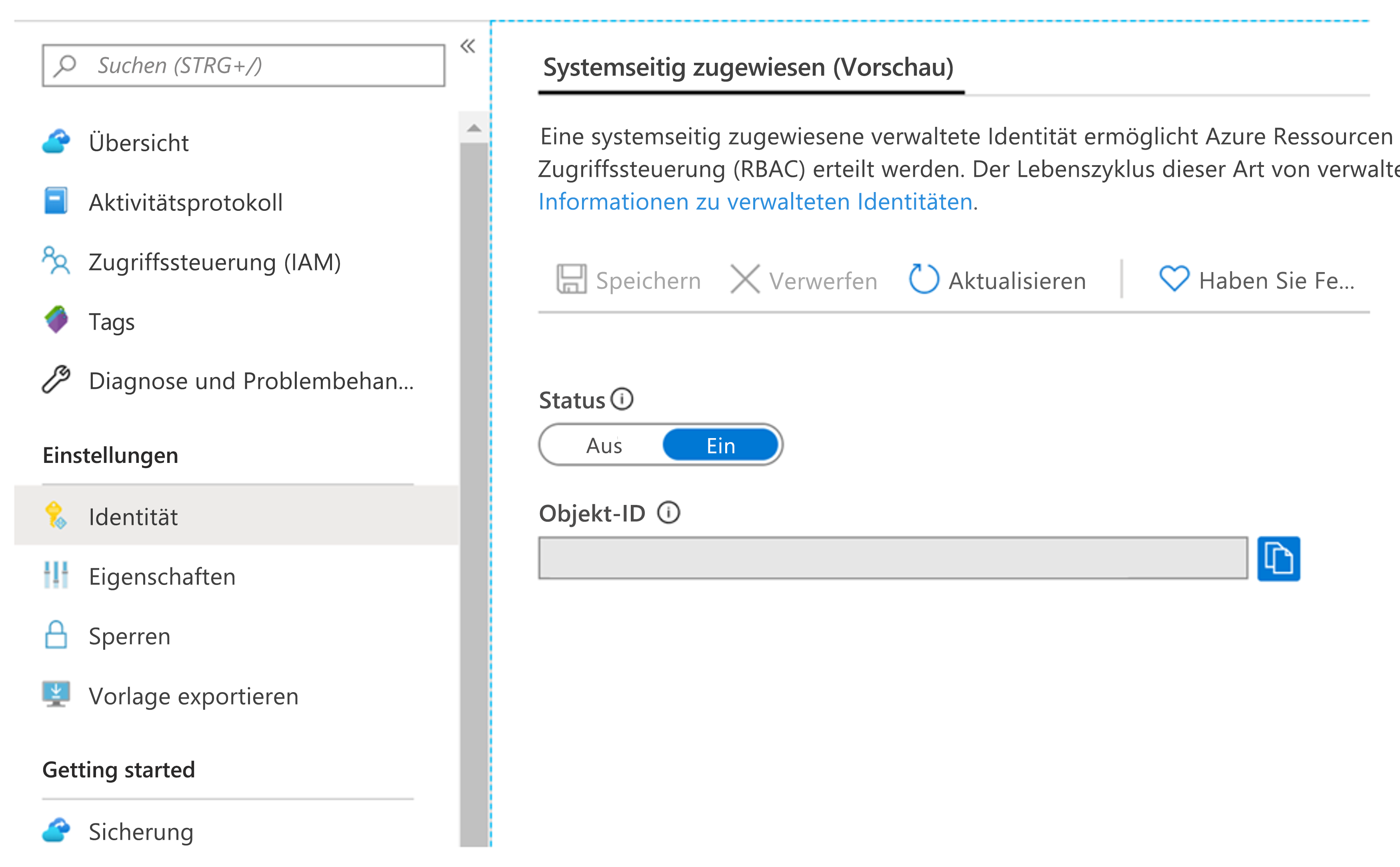 Recovery Services-Seite im Azure-Portal