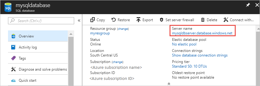 Abrufen von Details zum Azure SQL-Server