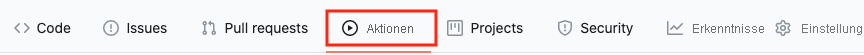 GitHub Actions menu item