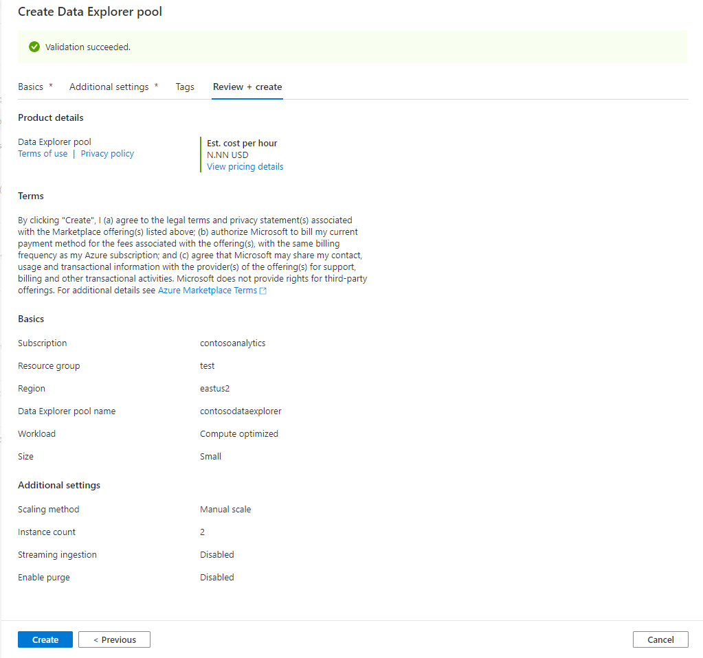 Erstellen eines neuen Data Explorer-Pools in Synapse Studio