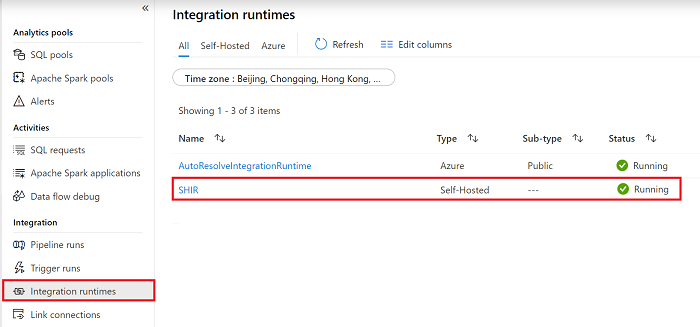 Abrufen des Status der Integration Runtime