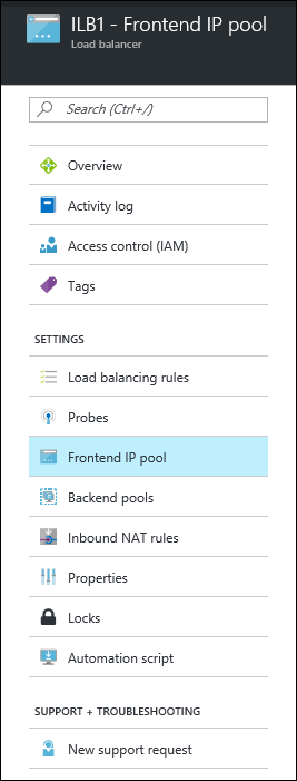 Load Balancer-Navigationsbereich „Front-End-IP-Adresspool“