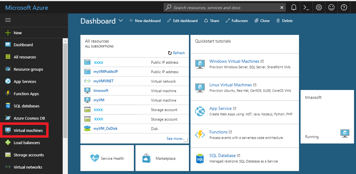 Ressourcenliste im Azure-Portal