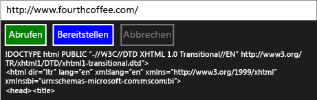 Die ausgeführte Windows-Runtime App.