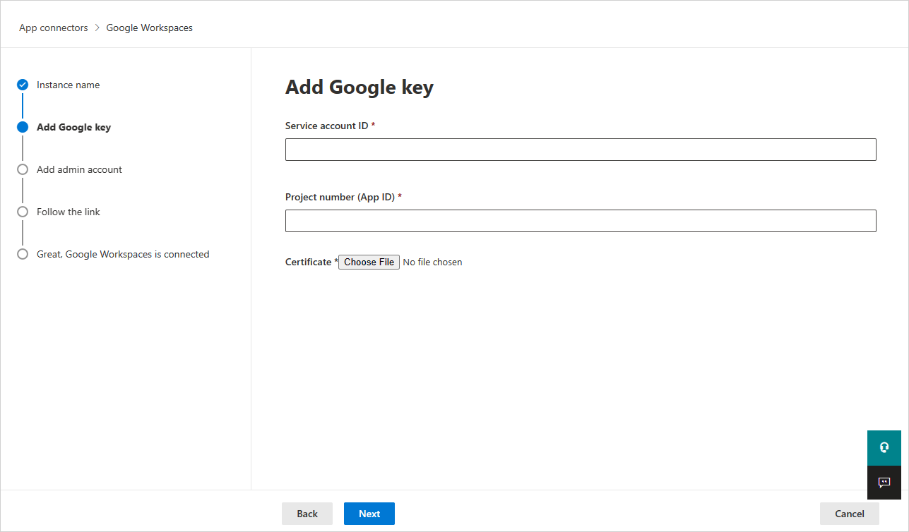 Google Workspace-Konfiguration in Defender for Cloud Apps.