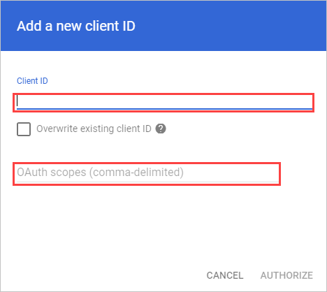 Google Workspace autorisiert neue Client-ID.