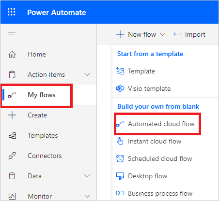 Einen neuen Power Automate-Flow erstellen.