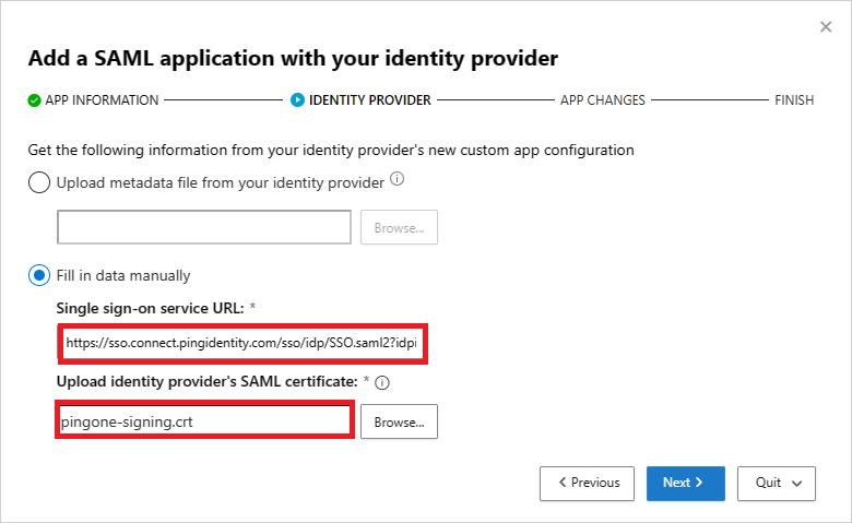 Fügen Sie die SSO-Dienst-URL und das SAML-Zertifikat hinzu.