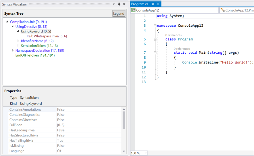 Visualisieren einer C#-Syntaxstruktur