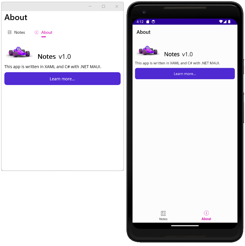Über-Seite des .NET MAUI App-Tutorials.