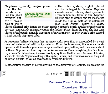 FlowDocumentReader-Inhaltszoom