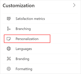 Personalisierungsmenü Element.