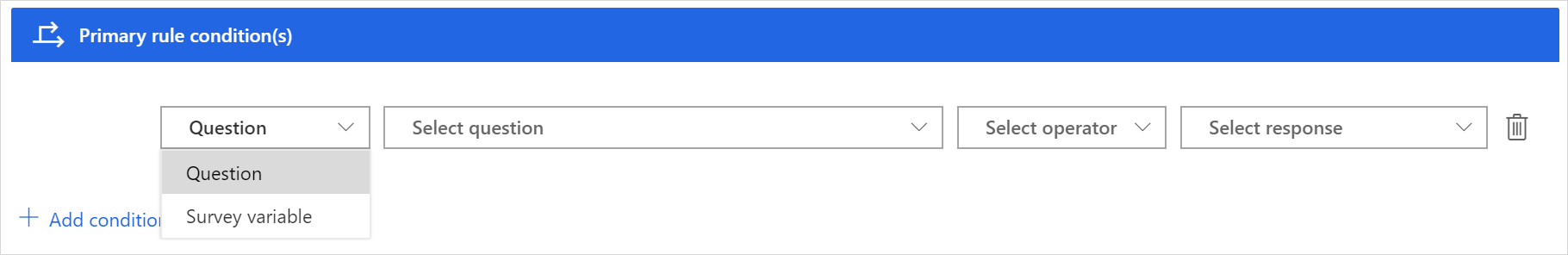 Frage oder Umfrage-Variable auswählen.