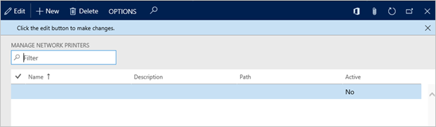 Manage network printers page.