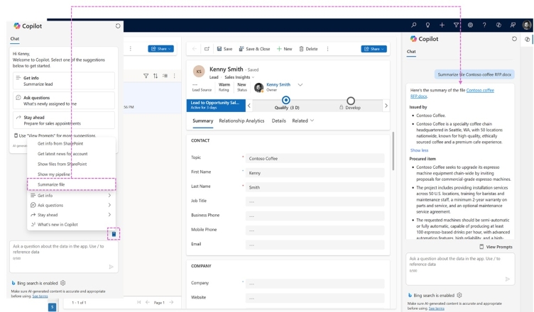 Dokumentzusammenfassung in Dynamics 365 Sales