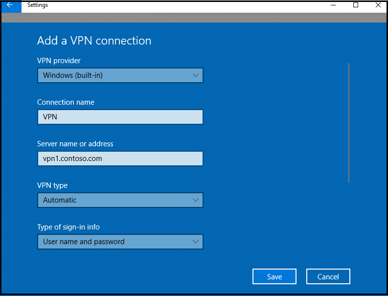 Fenster „VPN-Verbindung hinzufügen“