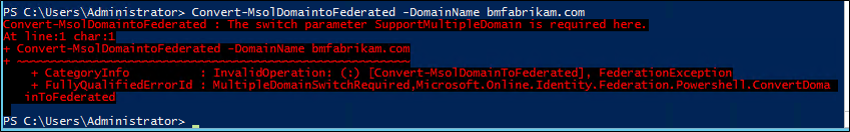 Screenshot, der einen Verbundfehler in PowerShell zeigt