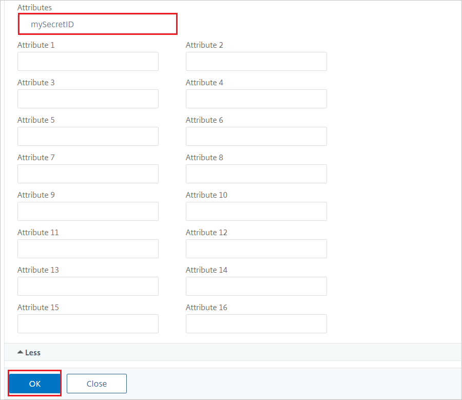 Citrix ADC-Konfiguration: Bereich „Attribute“